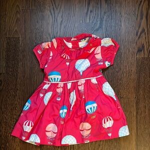 Livly Red Hot Air Balloon Print Kids Dress